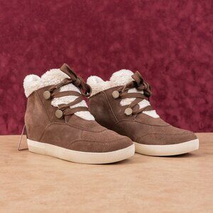 Sorel Women Out N About Cozy Lace-up Waterproof Brown Suede Ankle Boots Sz 9